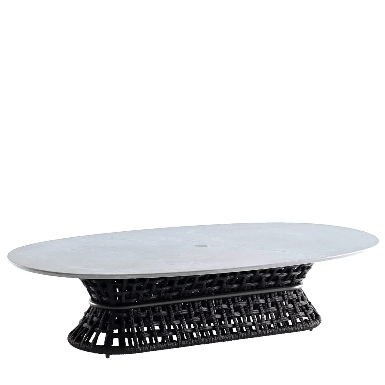 Giorgio Collection Outdoor Coffee Tables<Outdoor Black Oval Cocktail Table With Stone Top