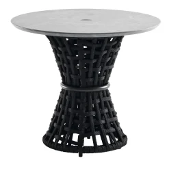 Giorgio Collection Outdoor Coffee Tables<Outdoor Black Side Table With Stone Top