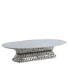 Giorgio Collection Outdoor Coffee Tables<Outdoor Gray Oval Cocktail Table With Stone Top