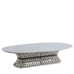 Giorgio Collection Outdoor Coffee Tables<Outdoor Gray Oval Cocktail Table With Stone Top