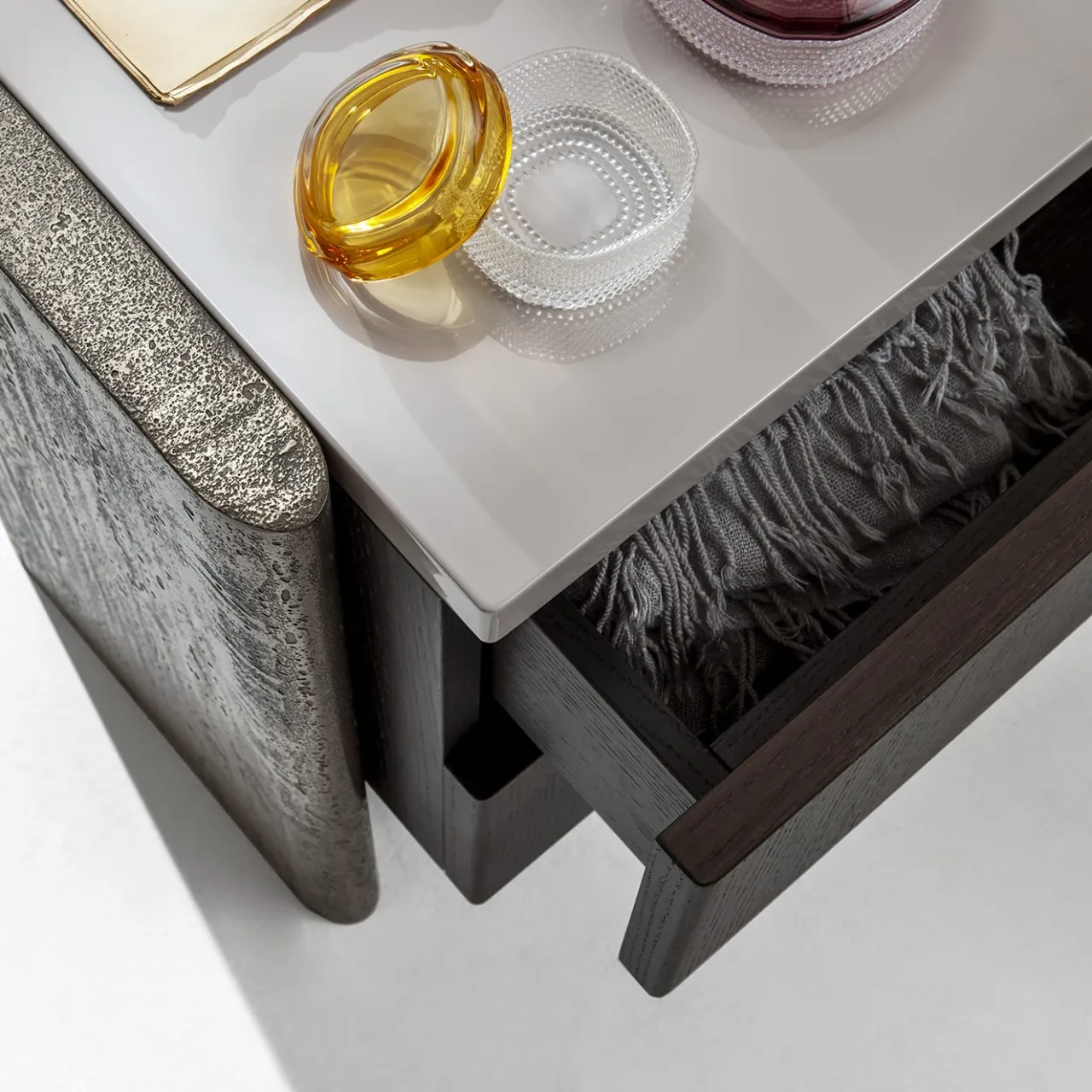 Laura Meroni Nightstands<Outfit Termocotto Oak Bedside Table with Bronze Details