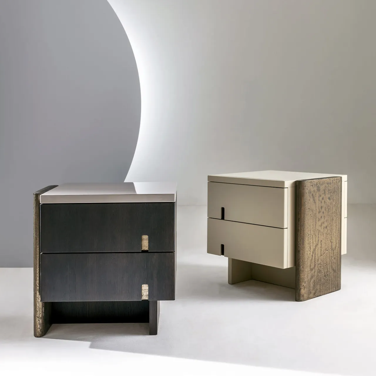 Laura Meroni Nightstands<Outfit Termocotto Oak Bedside Table with Bronze Details