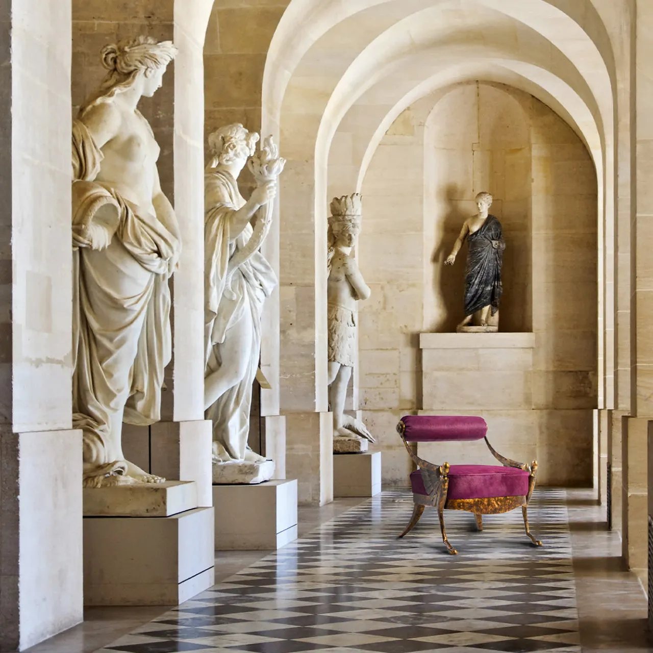 Mantellassi 1926 Lounge Chairs<Over purple leather armchair