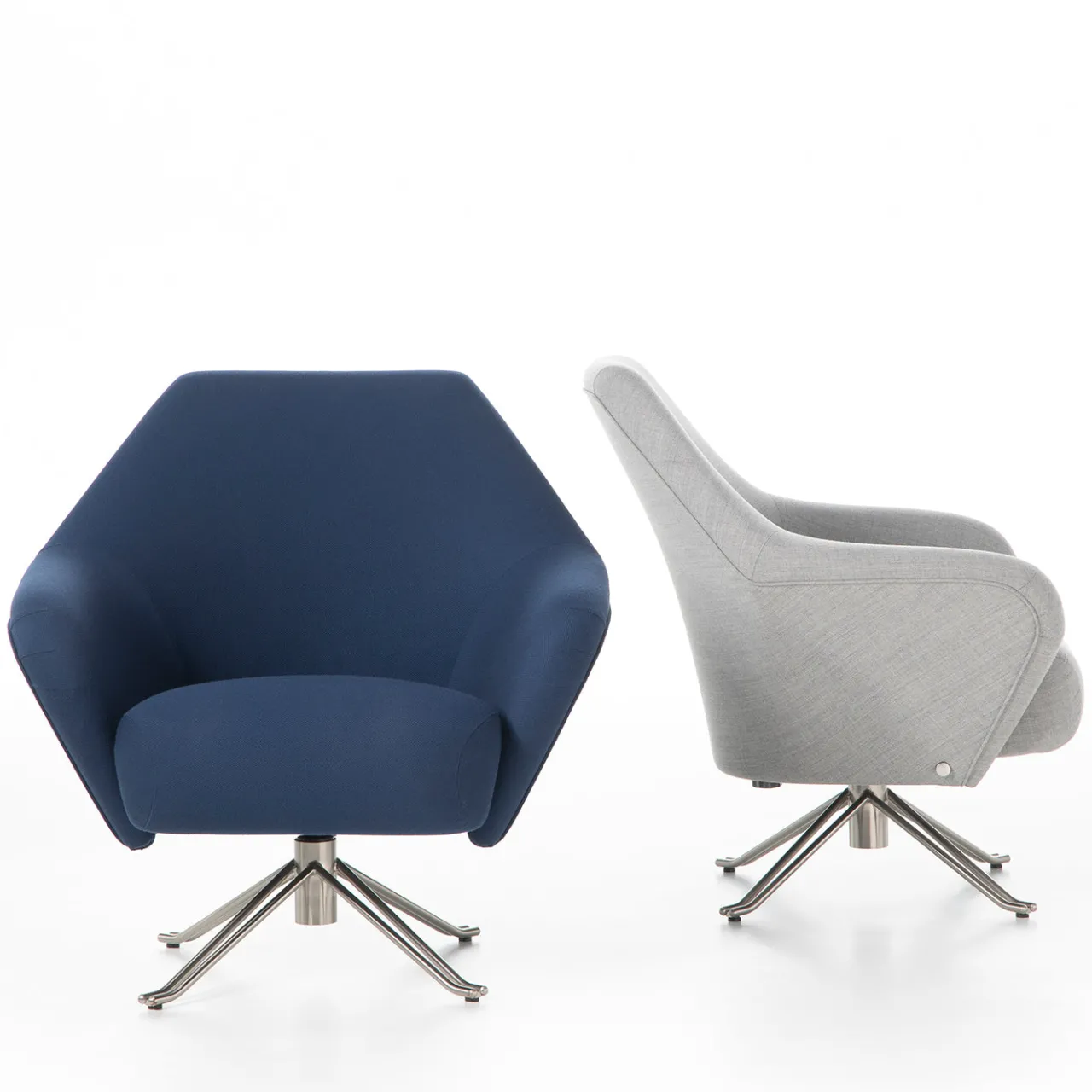 Tecno Spa Office Chairs<P32 Blue Swivel Armchair by Osvaldo Borsani