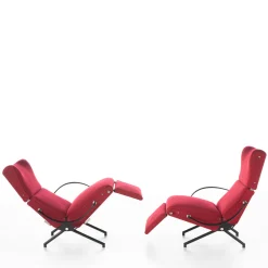 Tecno Spa Chaises<P40 Red and Black Lounge Armchair by Osvaldo Borsani