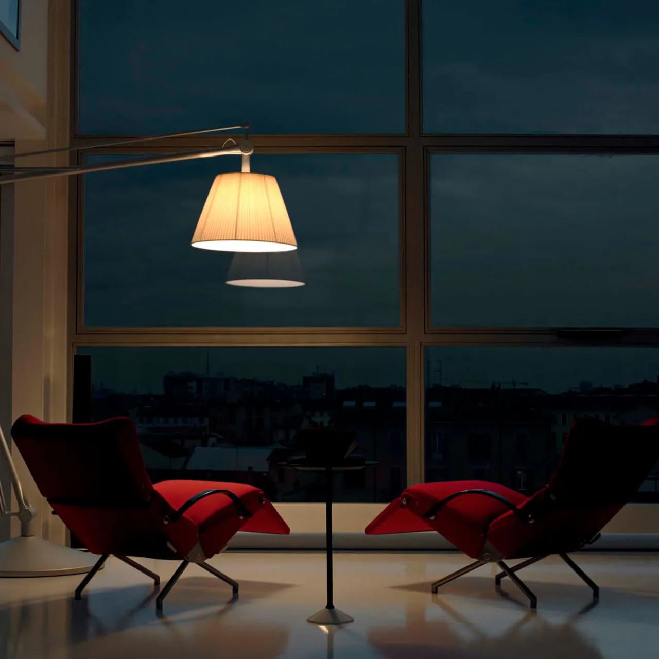 Tecno Spa Chaises<P40 Red and Black Lounge Armchair by Osvaldo Borsani