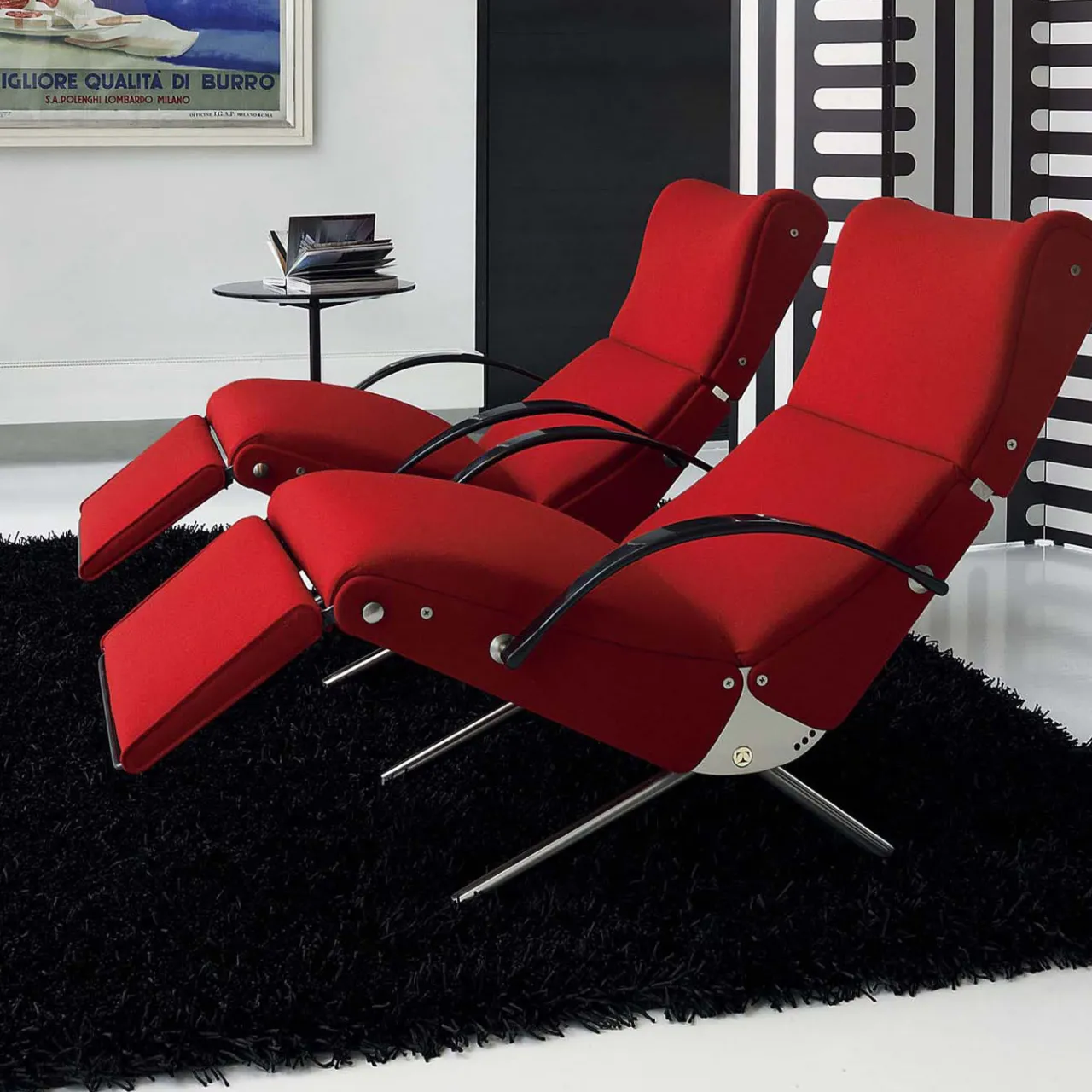 Tecno Spa Chaises<P40 Red Lounge Armchair by Osvaldo Borsani