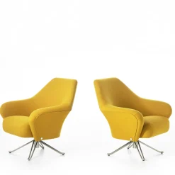 Tecno Spa Office Chairs<P32 Yellow Swivel Armchair by Osvaldo Borsani