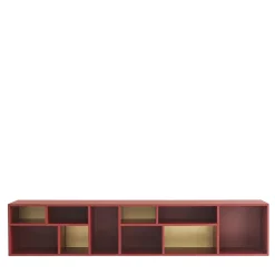 Morica Design Bookcases<Pangea Large Marsala-Red & Brass Wall Unit