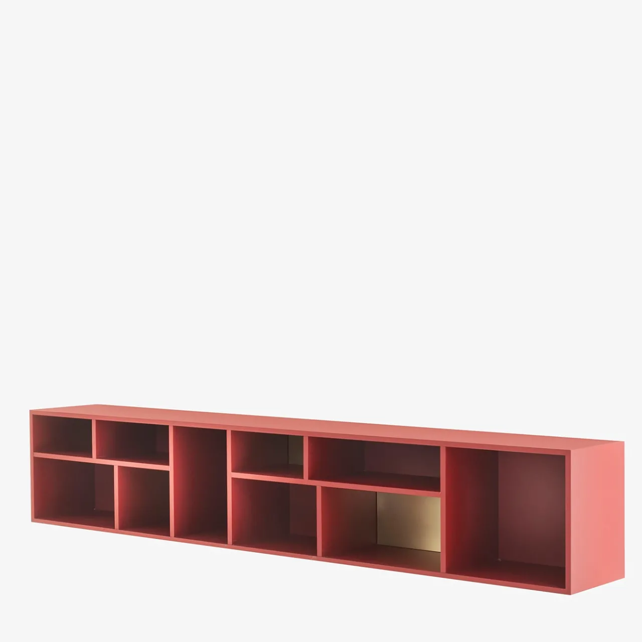 Morica Design Bookcases<Pangea Large Marsala-Red & Brass Wall Unit
