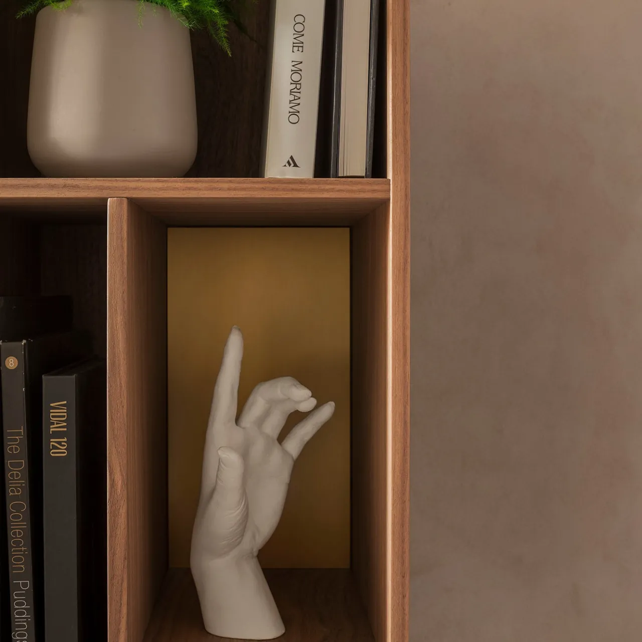 Morica Design Bookcases<Pangea Walnut & Brass Wall Unit