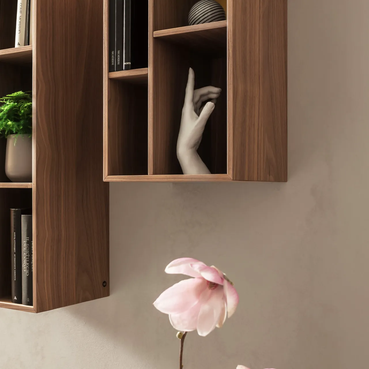Morica Design Bookcases<Pangea Walnut & Brass Wall Unit