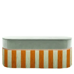 Lorenza Bozzoli Couture Benches<Pastel green Velvet with Two-Tone Fringe Stripes Bench