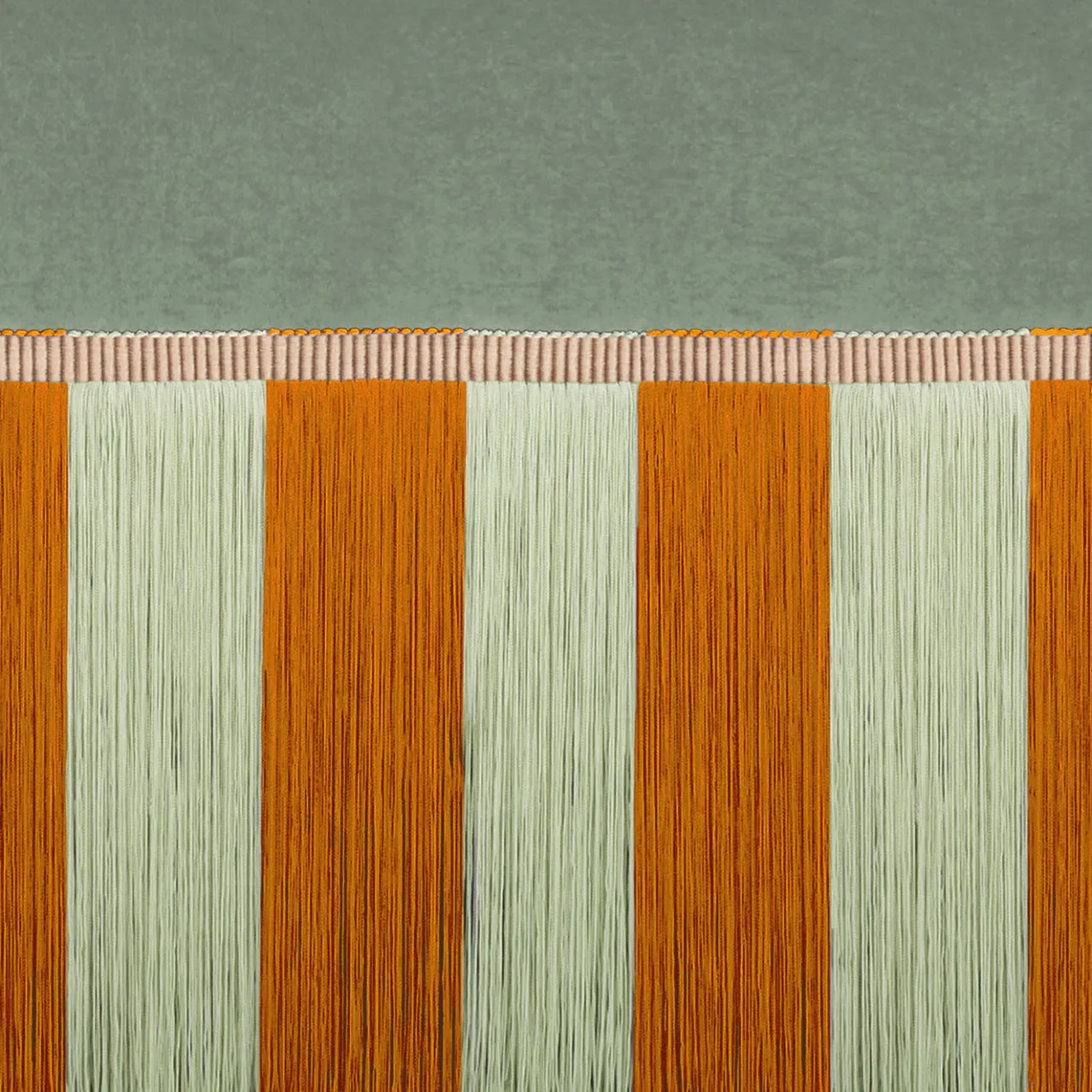 Lorenza Bozzoli Couture Benches<Pastel green Velvet with Two-Tone Fringe Stripes Bench