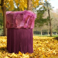 Lorenza Bozzoli Couture Ottomans & Poufs<Patchwork Fuxia Pouf #2 by Lorenza Bozzoli
