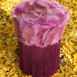 Lorenza Bozzoli Couture Ottomans & Poufs<Patchwork Fuxia Pouf #2 by Lorenza Bozzoli