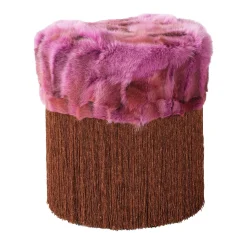 Lorenza Bozzoli Couture Ottomans & Poufs<Patchwork Fuxia Pouf #1 by Lorenza Bozzoli