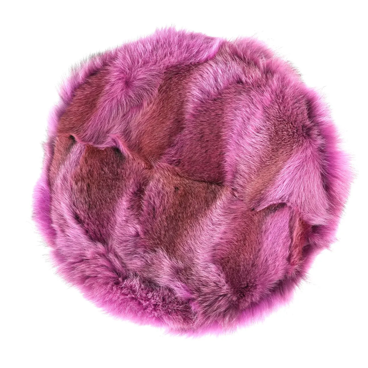 Lorenza Bozzoli Couture Ottomans & Poufs<Patchwork Fuxia Pouf #1 by Lorenza Bozzoli