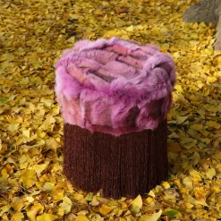 Lorenza Bozzoli Couture Ottomans & Poufs<Patchwork Fuxia Pouf #1 by Lorenza Bozzoli