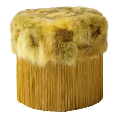 Lorenza Bozzoli Couture Ottomans & Poufs<Patchwork Yellow Pouf by Lorenza Bozzoli