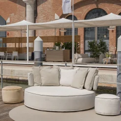 Villevenete Outdoor Chaises & Daybeds<Patos Round Beige fabric with cushions Outdoor Daybed