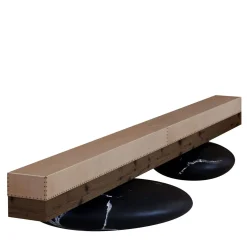Kreoo Benches<Pavé Log Bench with Pave' Big Oval bases in Nero Marquina and Natural Leather Covering