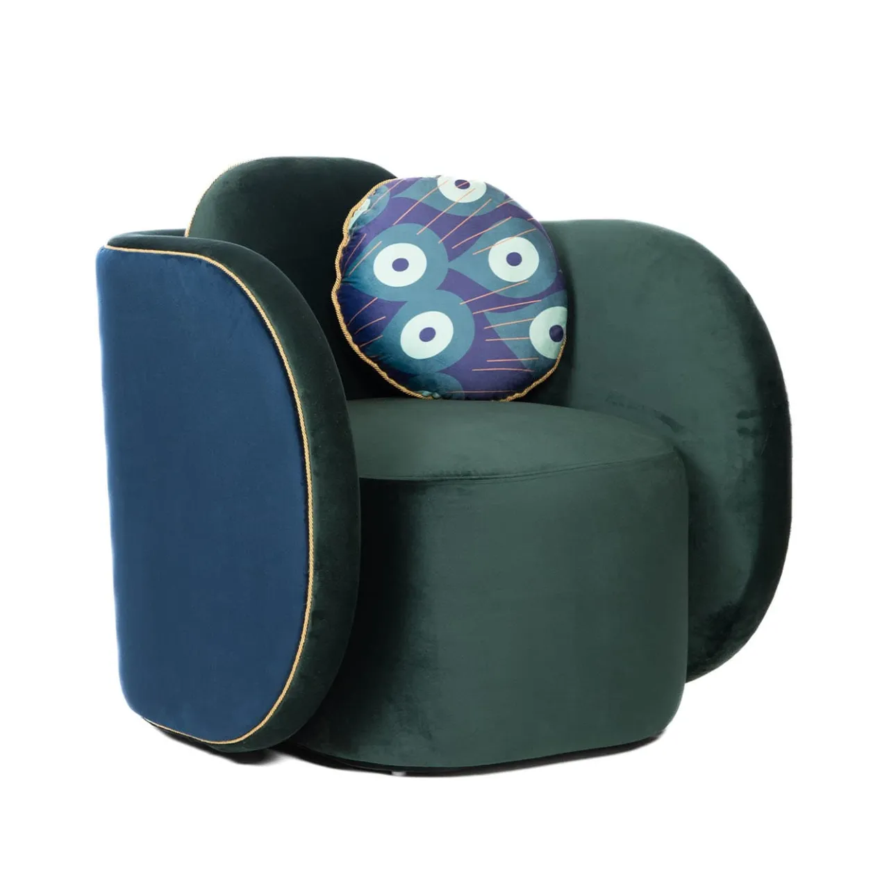 FROMM. Armchairs<Pavo Velvet Green Armchair by Antonio Aricò