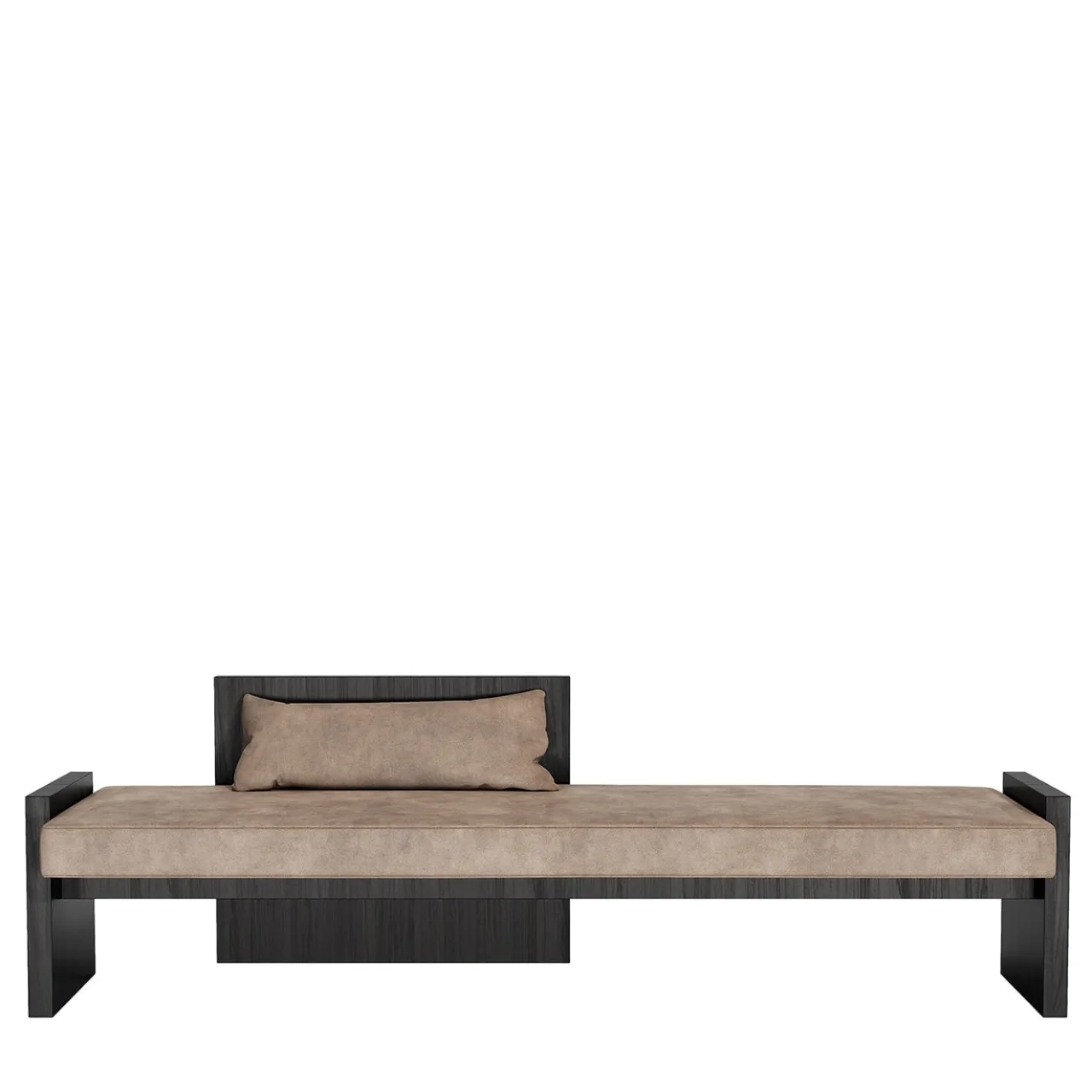 Emmemobili Benches<P.Bench brown leather and dark brown wood panels bench