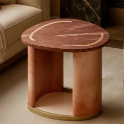 Giovannozzi Marmi Side Tables<Pear Pink Onyx Side Table by Ashley Gadeova