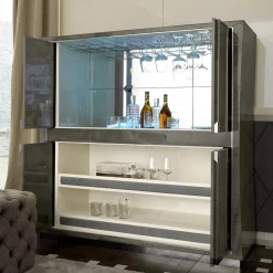 Franco Bianchini Bar Cabinets<Pearl 4-Door Gray Figured Sycamore Bar Cabinet