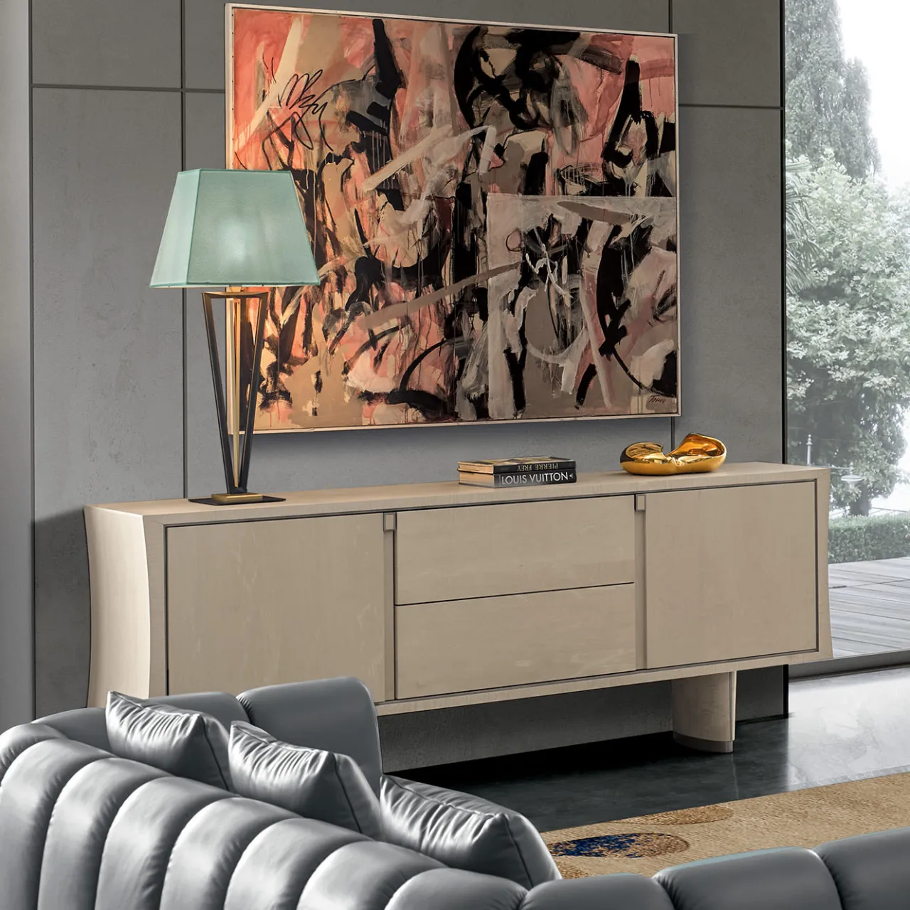 Franco Bianchini Sideboards Buffets<Pearl Sideboard in Sicomoro Frisè with Matte Lacquer