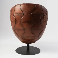 Mantellassi 1926 Armchairs<Pelè hand-patinated brown Crust leather swivel armchair