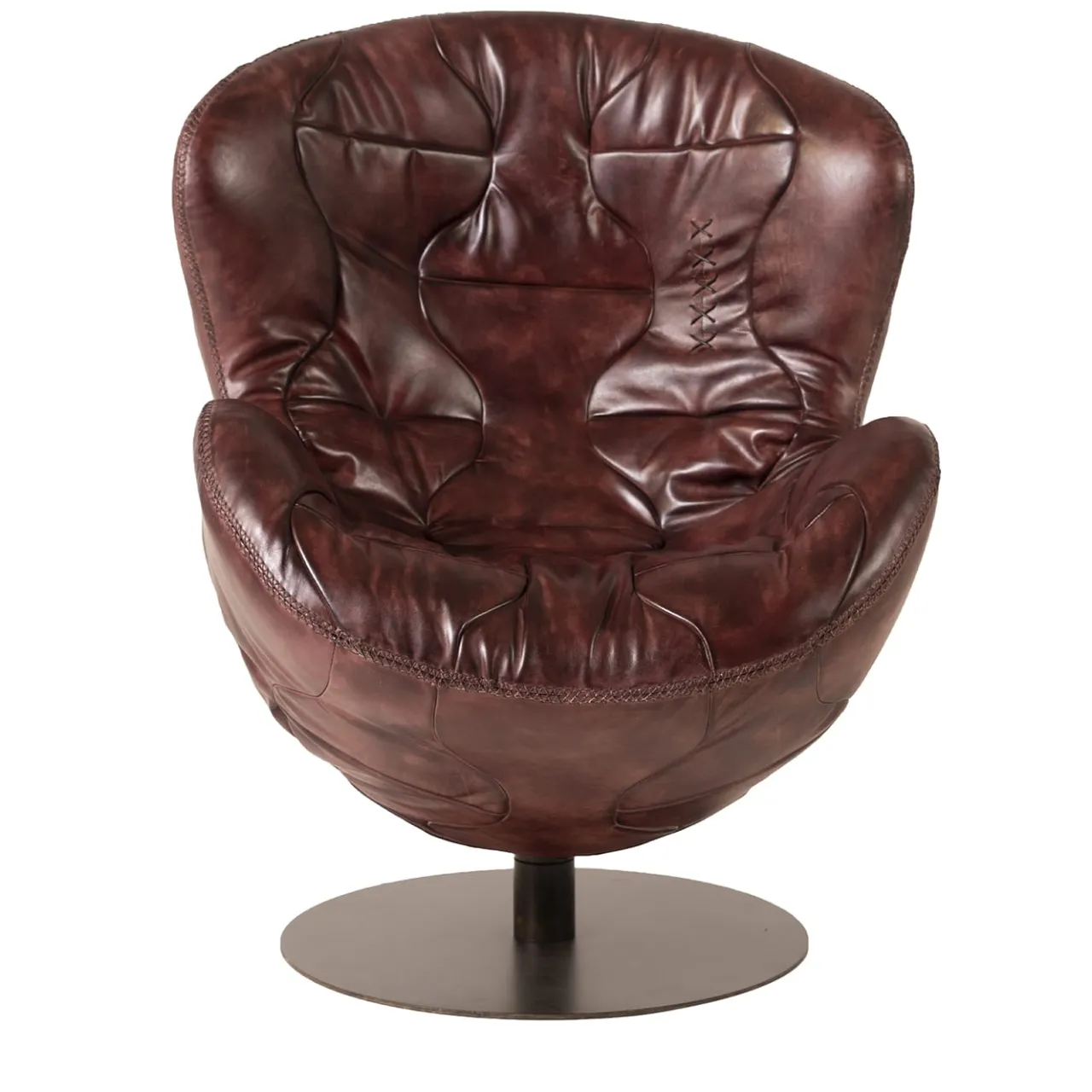 Mantellassi 1926 Armchairs<Pelè hand-patinated cartier red Crust leather swivel armchair