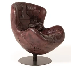 Mantellassi 1926 Armchairs<Pelè hand-patinated cartier red Crust leather swivel armchair