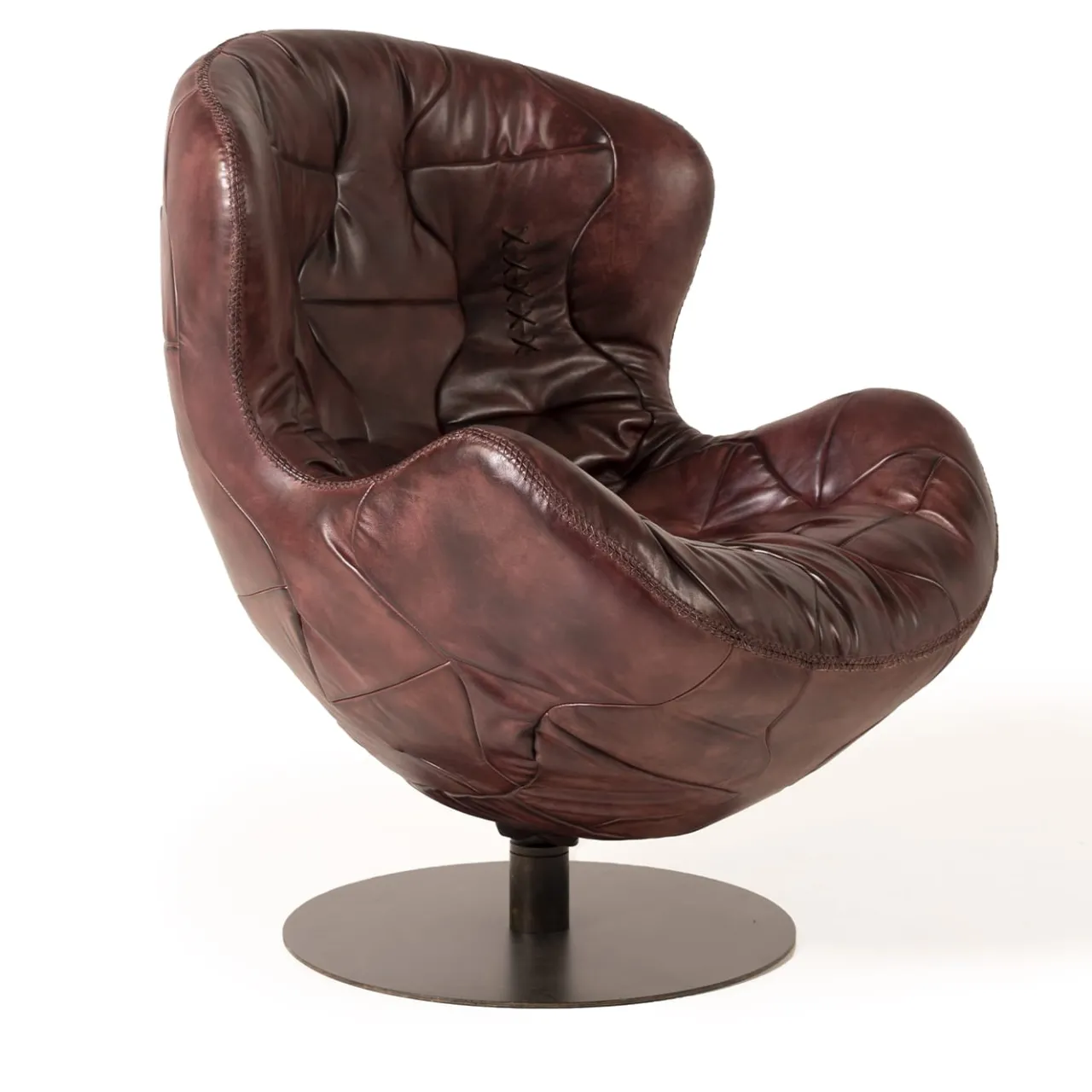 Mantellassi 1926 Armchairs<Pelè hand-patinated cartier red Crust leather swivel armchair