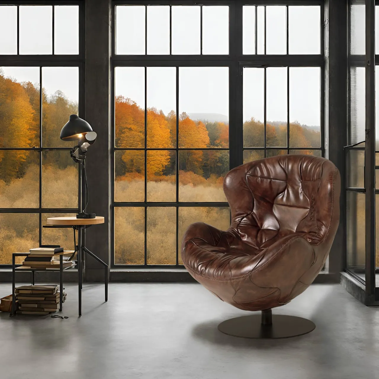 Mantellassi 1926 Armchairs<Pelè hand-patinated cartier red Crust leather swivel armchair