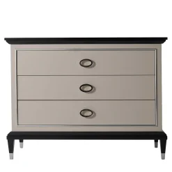 LCI_DECORA Dressers<Penthouse Gray Lacquered Dresser with Chrome Details