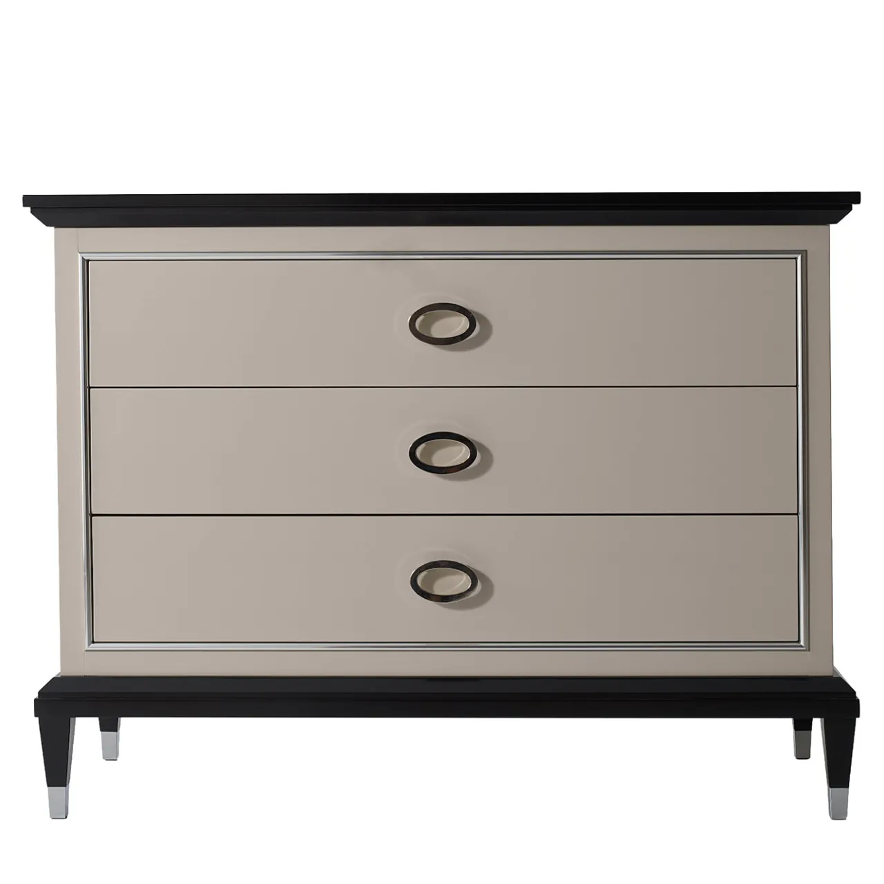 LCI_DECORA Dressers<Penthouse Gray Lacquered Dresser with Chrome Details
