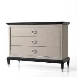 LCI_DECORA Dressers<Penthouse Gray Lacquered Dresser with Chrome Details