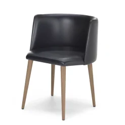 Sitia Chairs<Pergy Black Leather Chair with Walnut Legs
