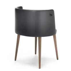 Sitia Chairs<Pergy Black Leather Chair with Walnut Legs