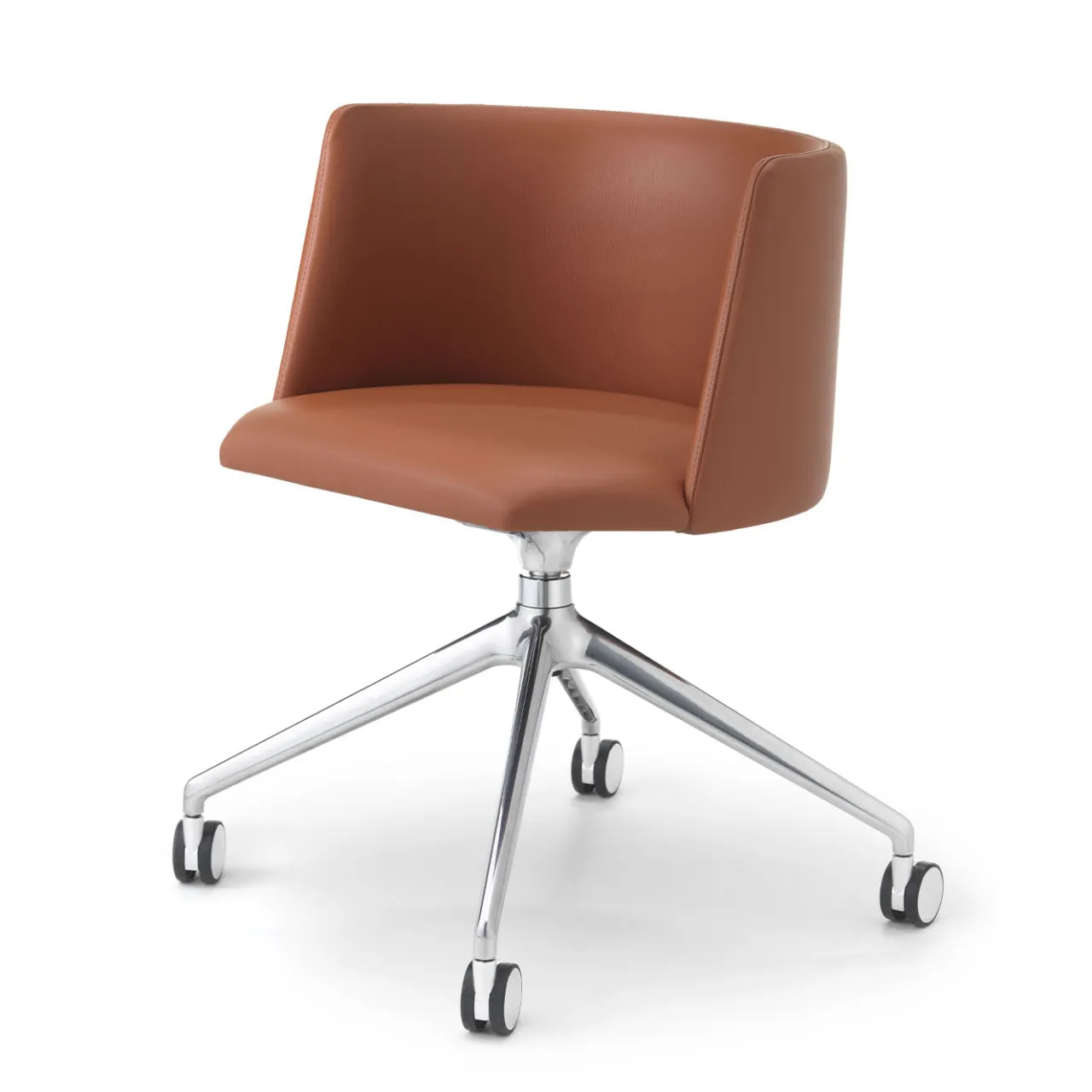 Sitia Office Chairs<Pergy Swivel Brown Leather Office Chair
