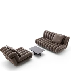Exteta Outdoor Sofas & Benches<Periscopio Fluted Gray Nubuck Leather Sofa by Studiopepe