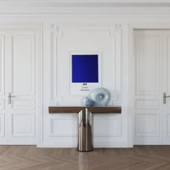 Ultramobili Consoles<Perseo Polished Steel With Calacatta Oro Marble Top Console