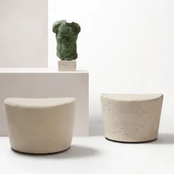 Giobagnara Ottomans & Poufs<Persues Leather Pouf Shearling