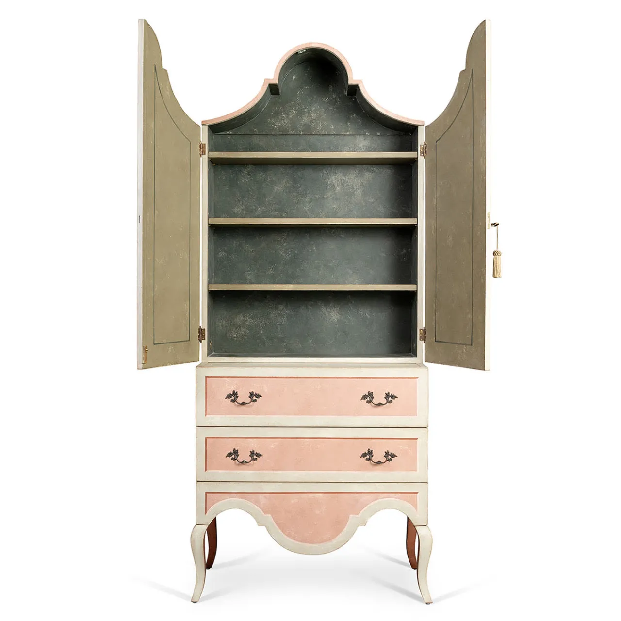 Porte Italia Dressers<Pesaro Secretary Pink And Light Green Dresser