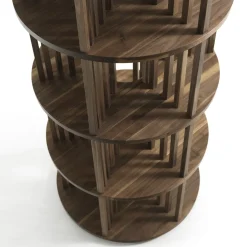 Riva 1920 Bookcases<Pillar 6-Shelf Circular Walnut Bookcase by C.R. & S.