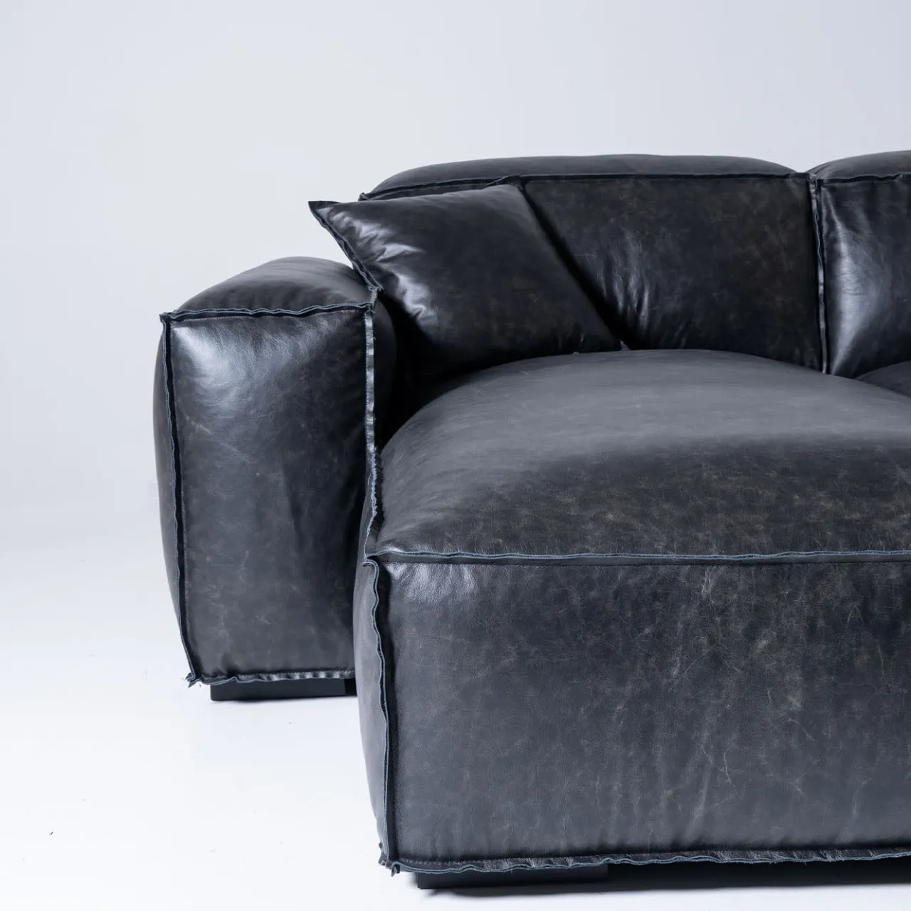 Mantellassi 1926 Sofas<Placido Anthracite Leather Modular Sofa