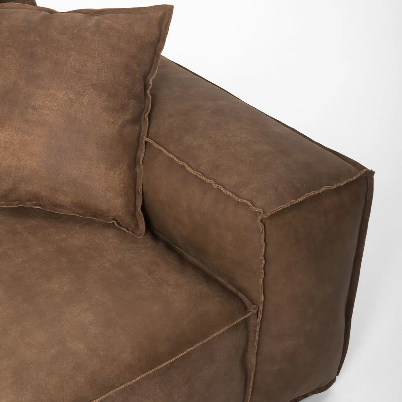 Mantellassi 1926 Sofas<Placido brown leather modular sofa with Free Side