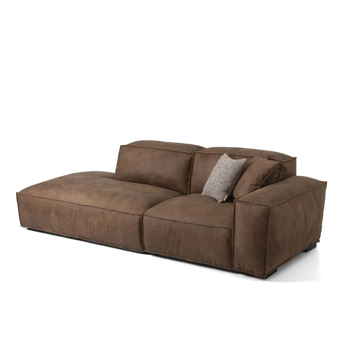 Mantellassi 1926 Sofas<Placido brown leather modular sofa with Free Side